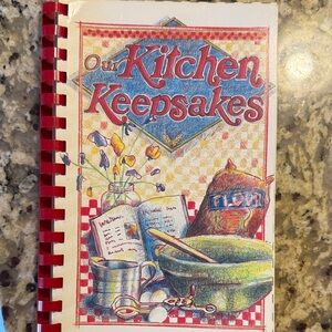 Our Kitchen Keepsakes Cookbook with Red Spiral Binding
